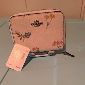 Coach Floral Print Pink Zip-Around Wallet